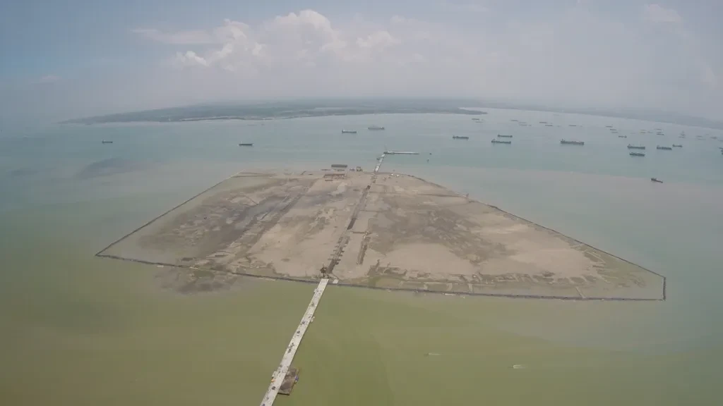 Foto dari udara Selat Madura. Kredit: Berghuis et al. (2024), Quaternary Environments and Humans.