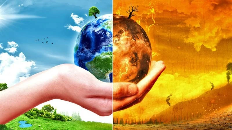 Dua sisi mata uang yang sama: kehancuran dan keindahan. Bumi adalah cerminan jiwa kita. Mari kita pupuk keindahan, dan hilangkan kehancuran: Kredit: UNDP.