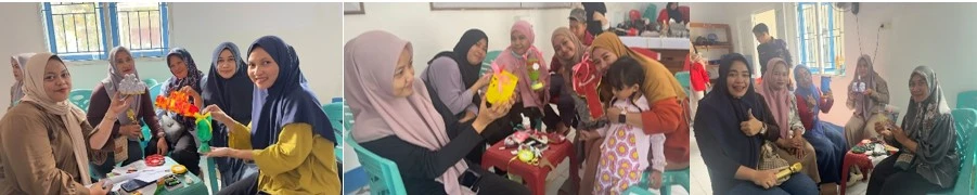Mahasiswa FKM Unhas bersama ibu-ibu Ballapati kompak mengubah sampah anorganik (botol plastik, kardus) menjadi karya seni dan barang bernilai guna dalam program BERSIH (Belajar Recycling Sampah Anorganik untuk Hidup Sehat).