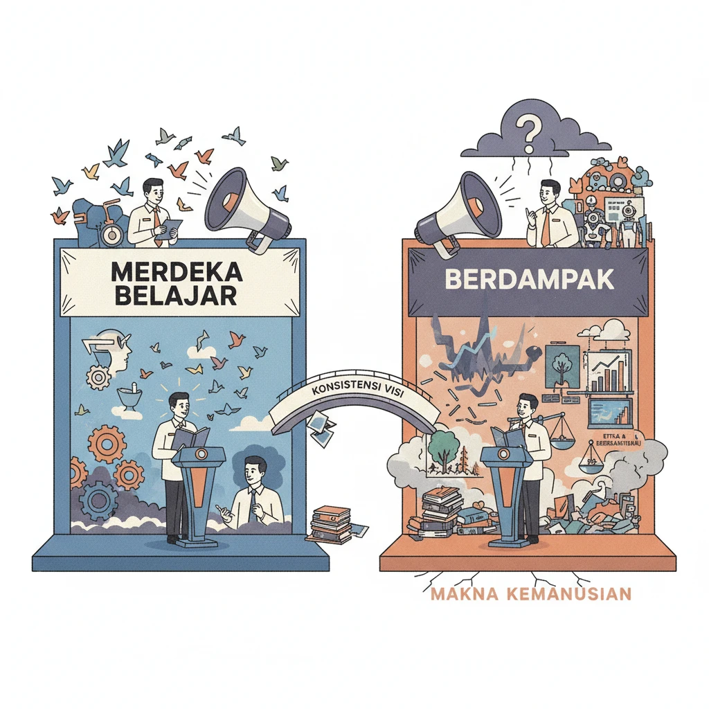 Dua Jargon, Satu Arah? Pergantian jargon kebijakan pendidikan tinggi di Indonesia—dari 