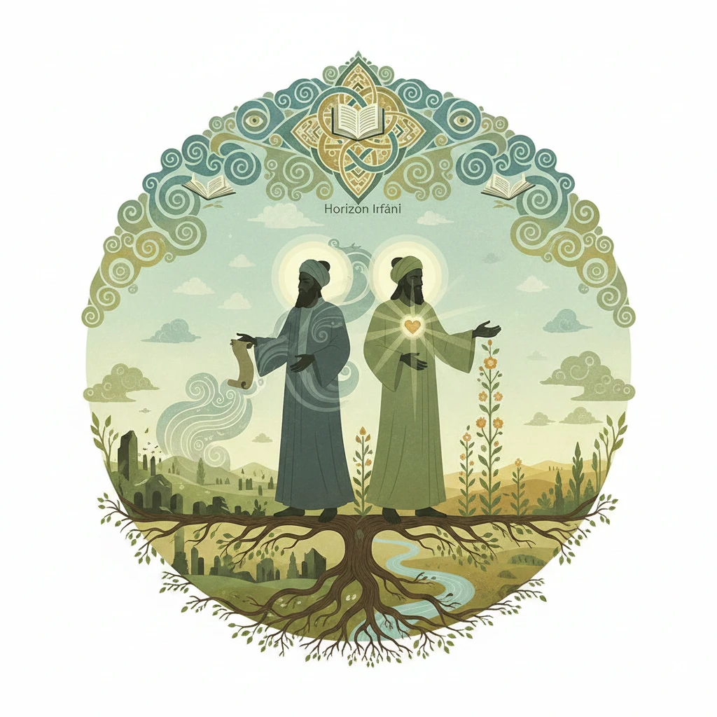 Gambar ini ingin menyampaikan bahwa solusi atas krisis ekologi dan sosial saat ini dapat ditemukan dengan menggali kembali makna mendalam (tasawuf) dari para nabi, di mana spiritualitas batin berbuah pada tindakan nyata dalam merawat alam dan sesama manusia.