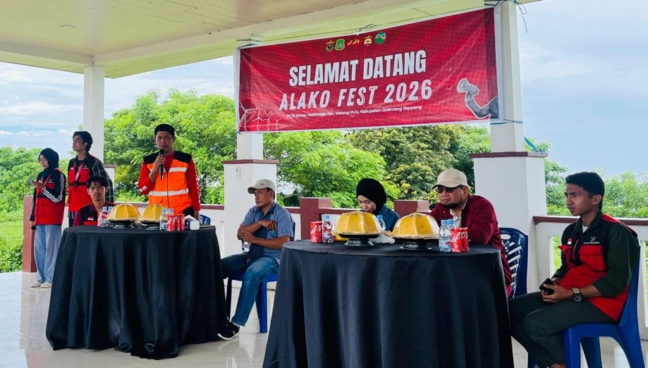 Sambutan oleh Perwakilan Pengelola Kawasan PLTB, Usman, di Pelaksanaan Kegiatan ALAKO FEST 2026 (7/2/2026).