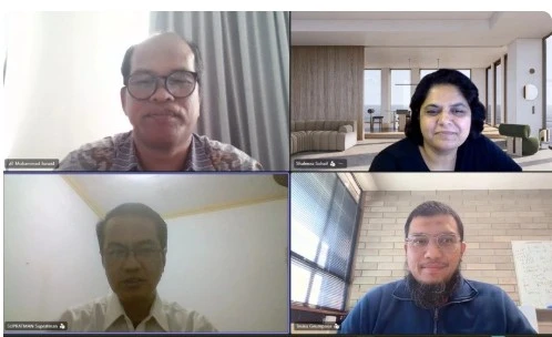 Tim inti program “Smart Agriculture Collaboration: Empowering Rural Farmers for Climate Resilience” yang terdiri atas Dr. Shaleeza Sohail (University of Newcastle), Dr. Teuku Geumpana, Muhammad Junaid, Ph.D., dan Supratman, Ph.D., menggelar rapat koordinasi daring (7/5/2026) untuk mematangkan implementasi proyek pertanian cerdas iklim yang didukung Australia-Indonesia Institute (AII) di bawah naungan Department of Foreign Affairs and Trade (DFAT) Australia, guna memperkuat ketahanan petani Sulawesi Selatan dan mendukung agenda swasembada pangan Indonesia melalui inovasi smart farming. (Foto: Dok.Pribadi),